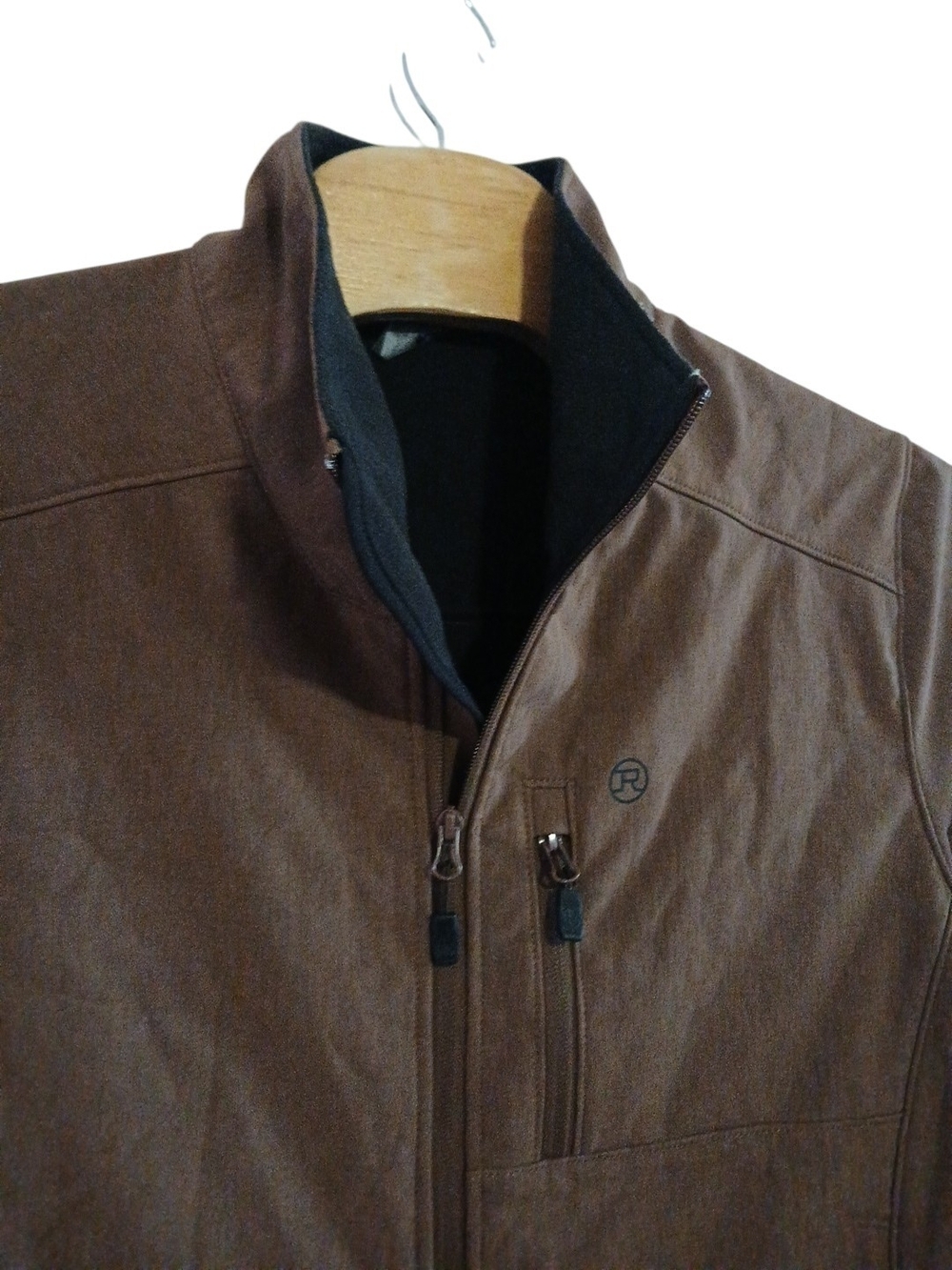 Roper Western Chocolate Heather With Black Fleece Zipper Jacket Men Large